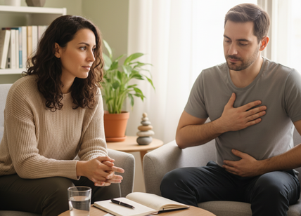 Psycholog w Warszawie prowadzący konsultację psychosomatyczną z pacjentem